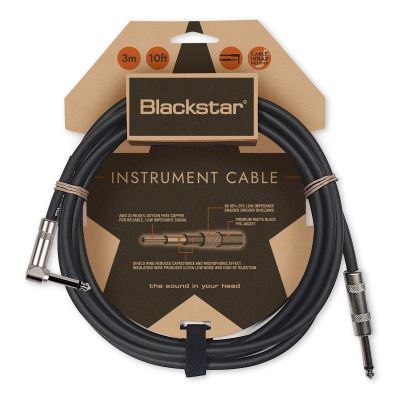 3 Meters Standard Instrument Cable Straight ¼” Jack to Angled ¼” Jack