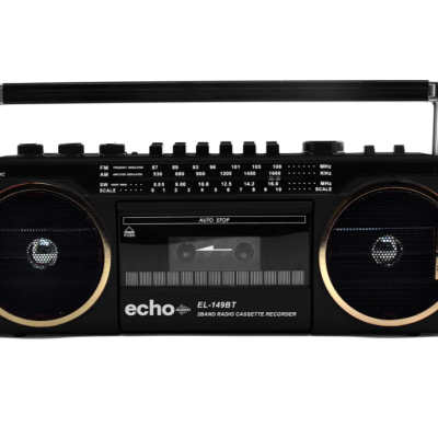 Echo Audio – Retro Blast Boombox Cassette Player with Bluetooth (Black)