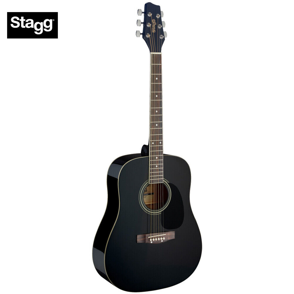 Black Dreadnought Acoustic Guitar with Basswood Top