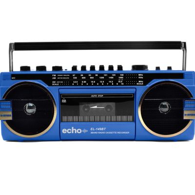 Echo Audio – Retro Blast Boombox Cassette Player with Bluetooth (Blue)