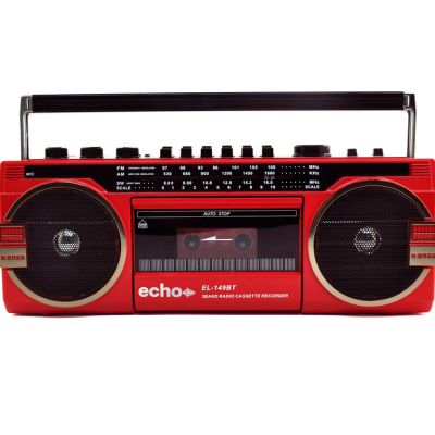 Echo Audio – Retro Blast Boombox Cassette Player with Bluetooth (Red)