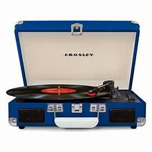 CROSLEY CRUISER PLUS PORTABLE TURNTABLE WITH BLUETOOTH IN/OUT – BLUE