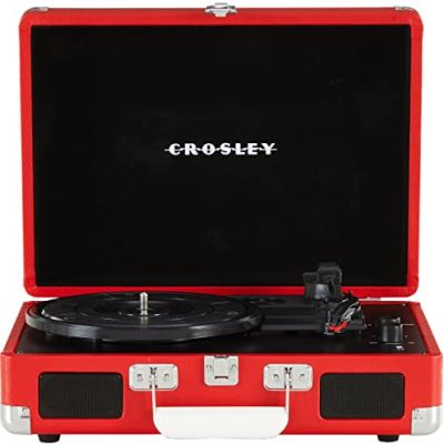 CROSLEY CRUISER PLUS PORTABLE TURNTABLE WITH BLUETOOTH IN/OUT – EXCLUSIVE VINYL-RED