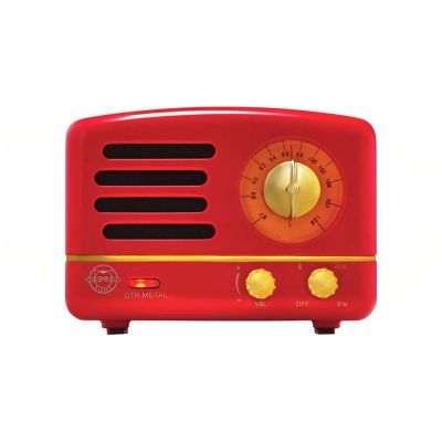 MUZEN OTR Metal Wireless Portable FM Radio Bluetooth Speaker-Red